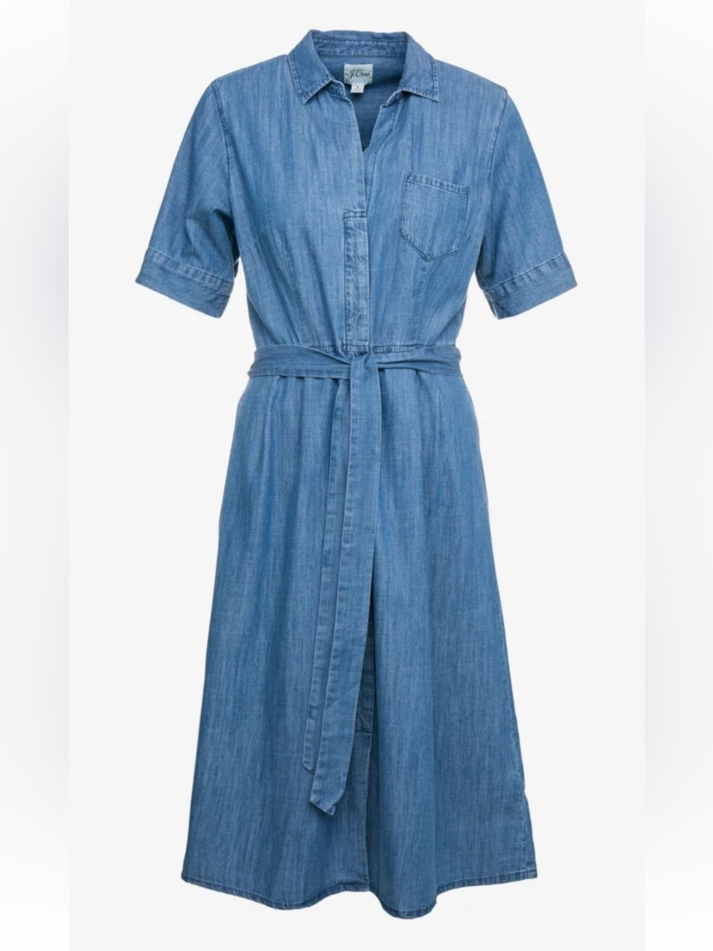 J. Crew Light Blue Denim Shirt Maxi Dress with Self Tie